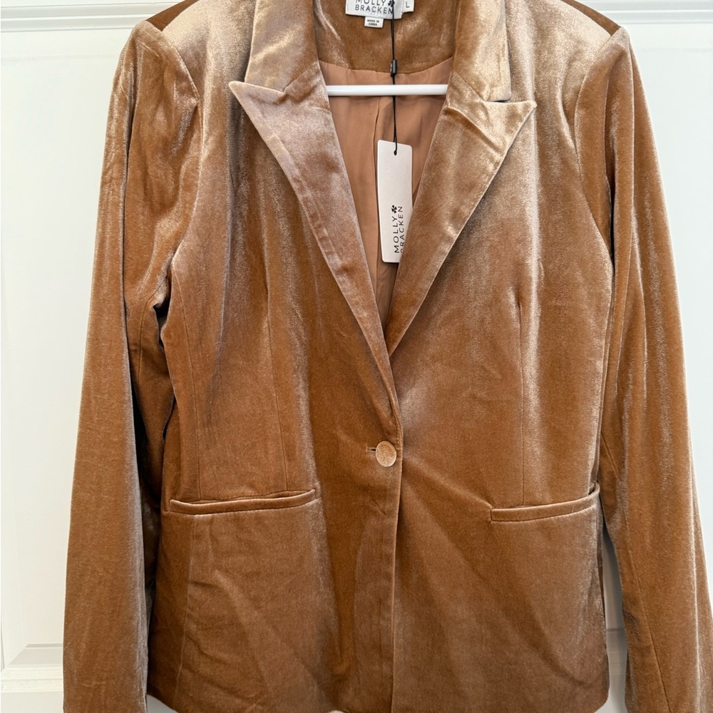 Molly Bracken Tan Velvet Blazer